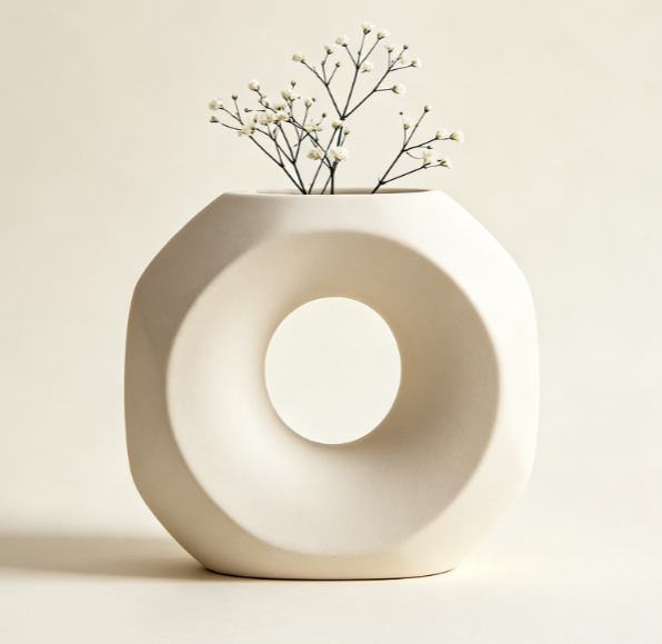 Hollow Ring Shaped Ceramic Vase